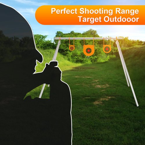 GADFISH AR500 Steel Target Combo Set, 3/8" Gong Target Hanging Kit, Outdoor Hanging Gong Targets with 10 Pcs Paper Targets, Complete AR500 Steel Kit Fit for 1 Inch OD EMT Conduit(Without Metal Stand)