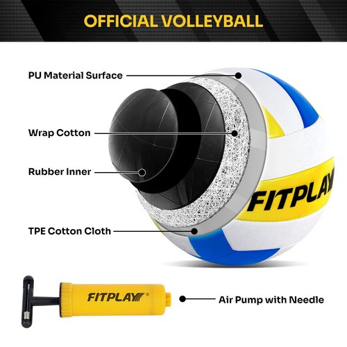 Four Square Volleyball Net Set with Carry Bag,Volleyball & Air Pump - Height Adjustable 4 Way Volleyball Net Set for Backyard, Beach, Easy Assemble Outdoor Volleyball Games for Kids and Adults