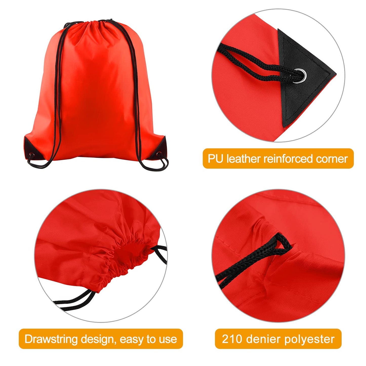PLULON 25 Pcs Red Drawstring Backpack Bags Bulk String Backpack Cinch Sack Pull Sport Gym Backpack Bags for Yoga Traveling Outdoor Sports