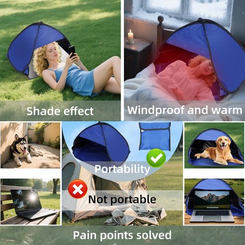 FACIOWN Dog and Cat Outdoor Waterproof Tent House, Portable Mini Beach Tent Instant, Pop Up Canopy for Pets, Laptops & Outdoor Shade (Orange-Yellow)