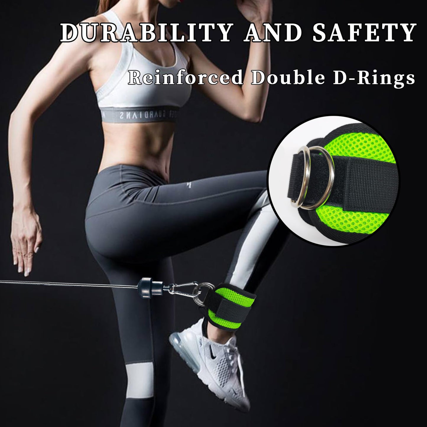 Langmeil 2Pack Comfortable Ankle Strap for Cable Machine, Fitness Work Out Cuff Attachment for Home & Gym, Booty Workouts Kickbacks, Leg Extensions, Hip Abductors Men Women(Green)