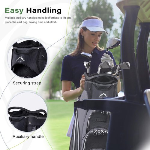 UNIHIMAL Golf Cart Bag with 14-Way Divider Top, Ample Storage Space, Men's Golf Bag with Handles and Umbrella Holder (Black-Grey)