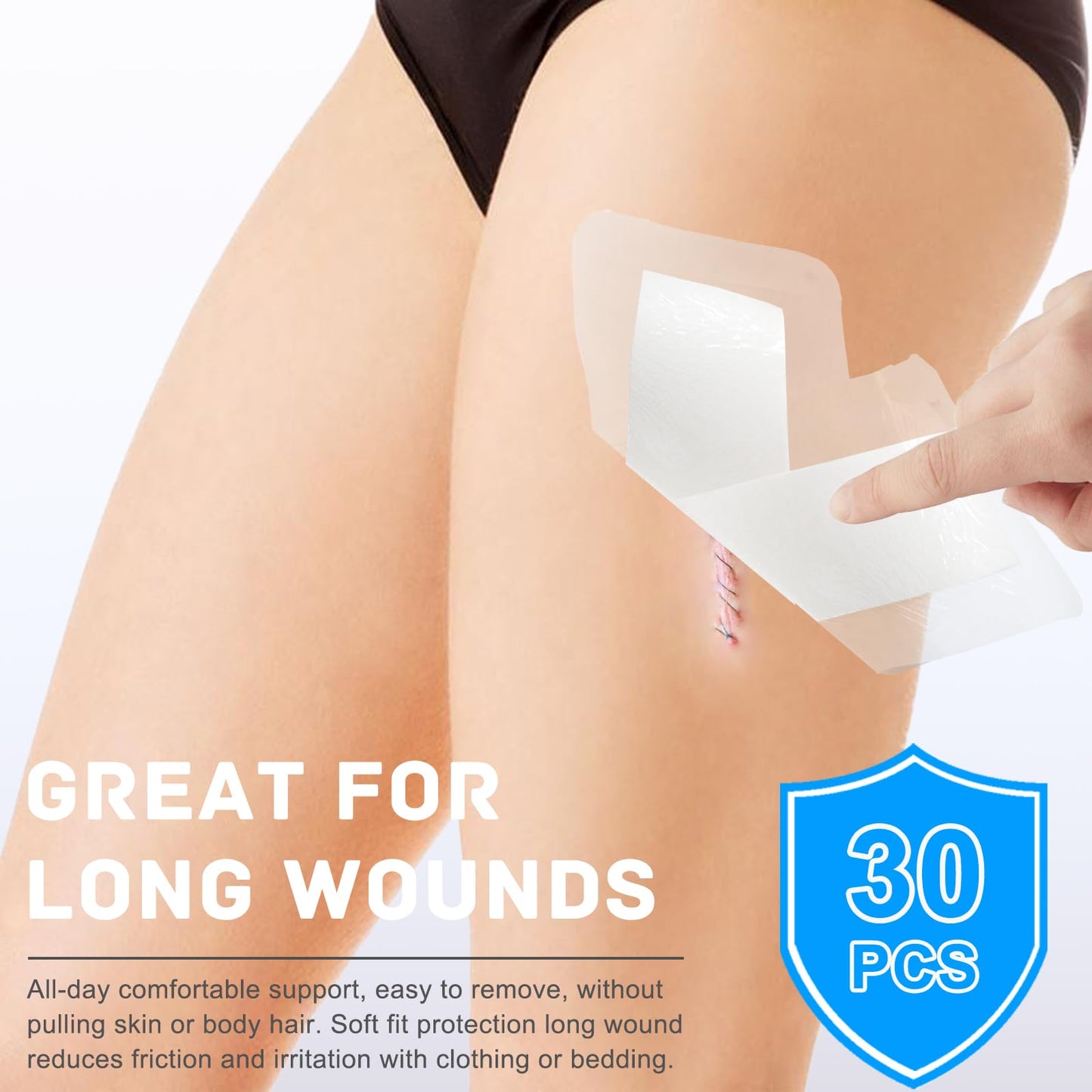 30 Pack 4"x 8" Waterproof Adhesive Island Dressing for Post-Surgery Recovery | Sterile Bordered Gauze Bandages with Non-Stick Pad for Knee/Hip Replacement, Surgical Incision Care & Shower Protection