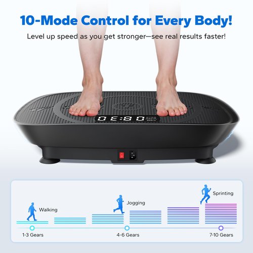 MERACH Vibration Plate Exercise Machine, Vibration Plate with Real-Time Calorie Tracking on LED Display, Vibrating Plate Exercise Machine for Women Men, Workout Equipment for Home (Black