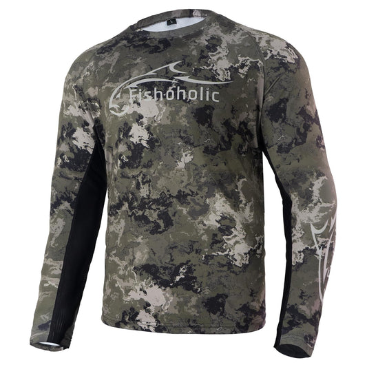 Fishoholic UPF 50 Performance Fishing Shirt - Long Sleeve - Loose Keg Fit - Breathable Quick Dry Sun Protection