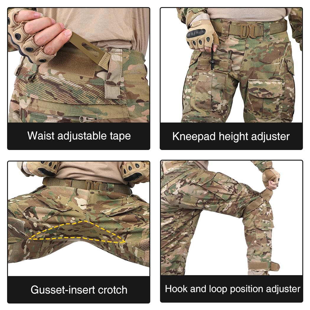 IDOGEAR OUTDOOR Men’s G3 Combat Uniform Tactical Camouflage Apparel Set For Hunting Airsoft Paintball Milsim With Knee Pads(camo,Medium)