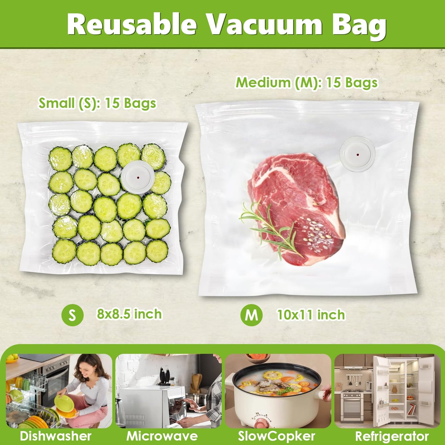 Vacuum Sealer for Food with Visible Water Tank, Handheld Vacuum Sealer Machine with 30 Reusable Bags, Compact Food Sealer Saver for 6X Preservation & Fresh, Wireless & Portable