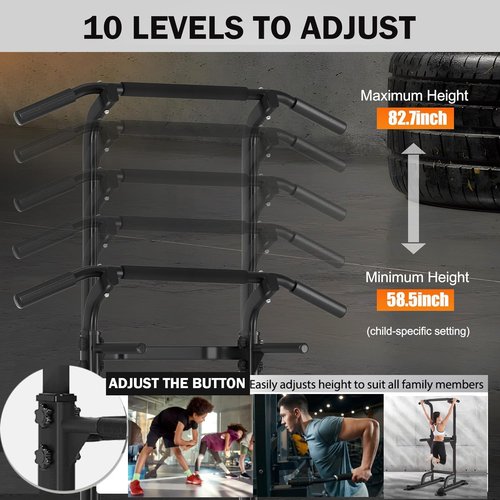 Freestanding Pull Up Bar for Home Gym,Adjustable Power Tower Pull Up Bar Station with 300 Lbs Weight Capacity,Pull Up Station Machine Ideal for Teens, Men, Women (Office & Indoor)