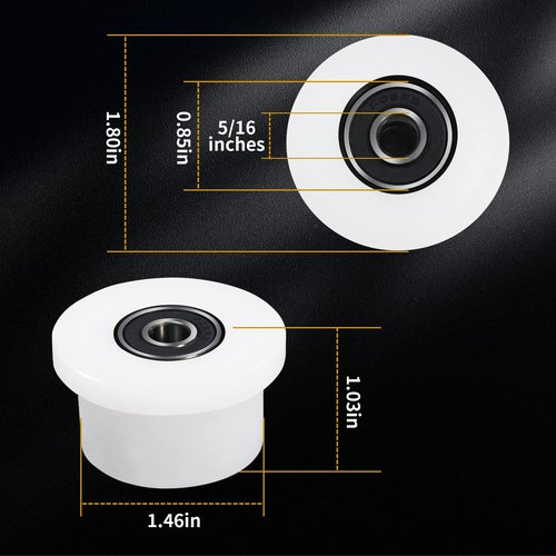 Qty.4 Machined Wheels/Rollers Compatible Total Gym Replacement, Fits Models 1000,1100,1400,1500,1600,1700,1800,1900,Achiever,Force,Gold,Max,Platinum,Platinum Plus,Pro,Supra, Supreme,Ultima,Ultra,XLI