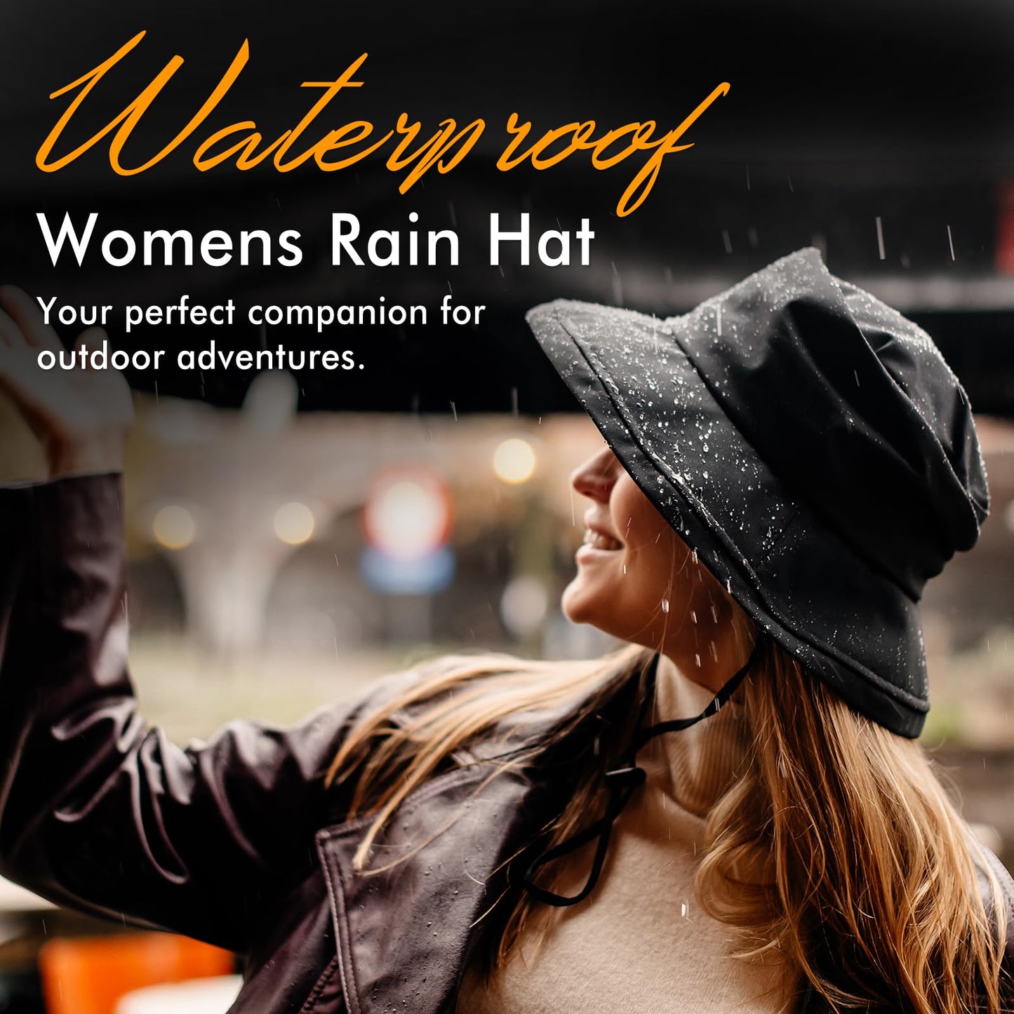 Comhats Rain Hat for Women Waterproof Wide Brim Sun Hats for Ladies SPF 50+ Summer Traveling Bucket Hats Beach Foldable Black X-Large