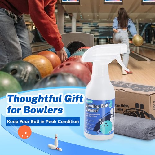 Adhafera Bowling Ball Cleaner Kit – 10oz Spray Cleaner for Bowling Balls with 3 Modes & Dual-Sided Towel, Ideal Gift for Bowlers
