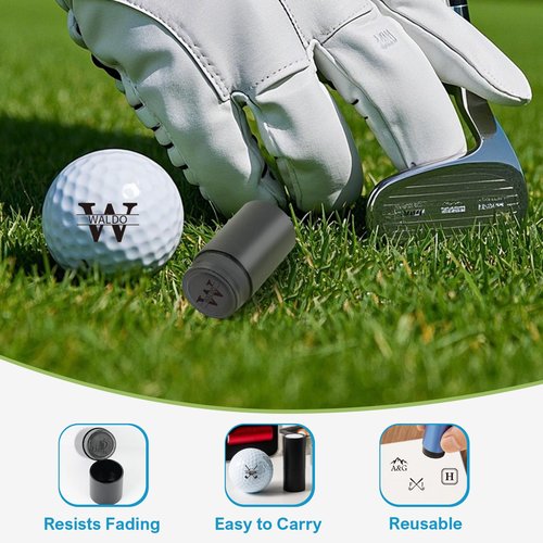Sunamd Personalized Golf Ball Stamp, Custom Golf Ball Marker Stamp, Create Your Unique Mark on Golf Balls, Waterproof Golf Ball Stamper, Golf Accessories Customized Gifts (Black)