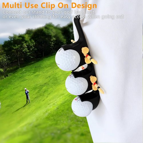 aimpiwt 2 in 1 Golf Ball Holder - Holds 3 Balls 6 Tees, Secure Lock Design, Easy Attachment to Bag, Durable & Portable Golf Accessory