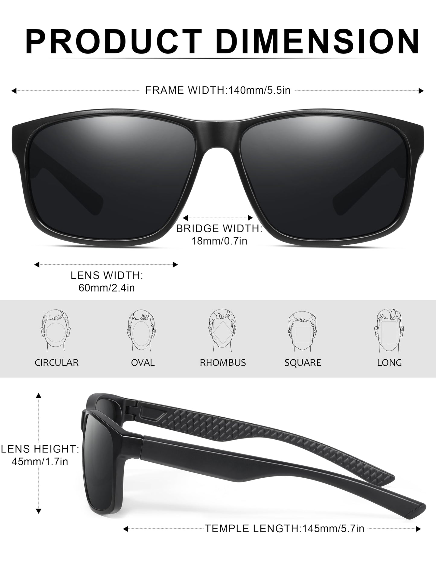 Foliful Square Polarized Sunglasses for Men and Women, Mens Sunglasses UV Protection with Lightweight Frame Sun Glasses