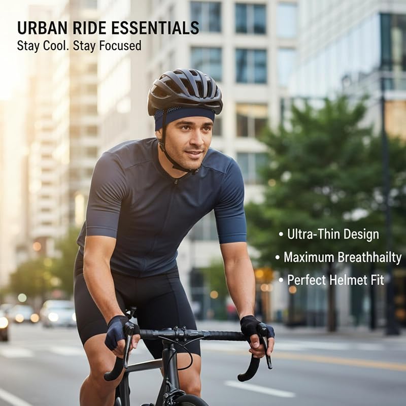 Cooling Skull Cap for Men & Women - Breathable, Sweat-Wicking Helmet Liner - 4psc Black (Variation of THIS listing)