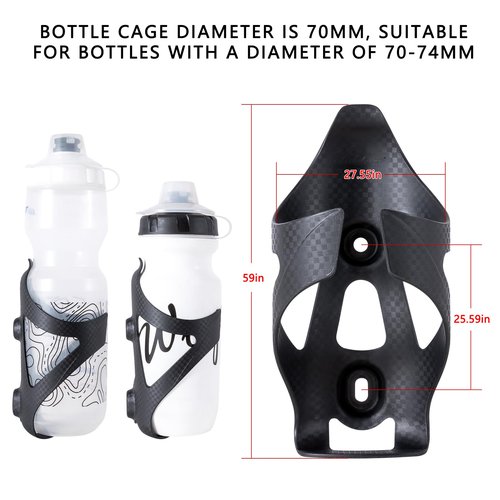 HUALONG Bicycle Bike Water Bottle Holder Plastic Nylon Plus Carbon Water Bottle Cage for Road Bikes Mountain Bike Cup Holder, Wrench with Screw for Diameter 70-74 mm Water Bottles, 2 Pack