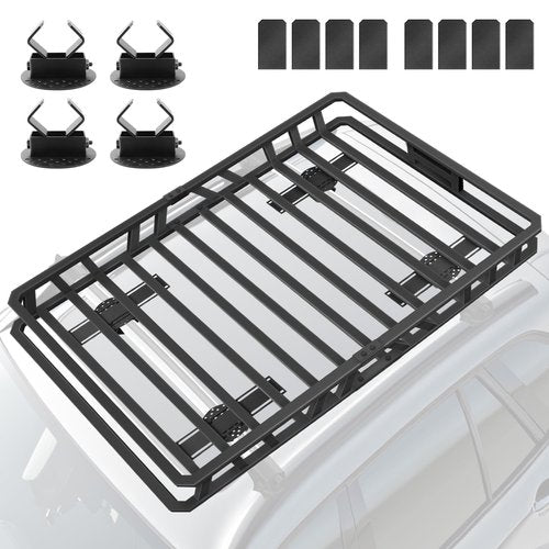 HUGEBO Roof Rack Cargo Basket,52" x 36" x 5" Universal Steel Roof Basket,200LBS Capacity Rooftop Cargo Carrier,Car Top Luggage Holder for SUV, Truck, RV, Pickup