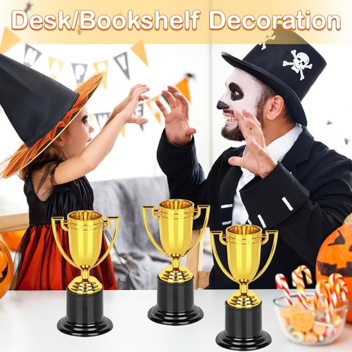 Mini Gold Trophy Awards (6-Pack) - 4" Plastic Trophies for Kids Party Favors, Sports Competitions, Preschool, Kindergarten Graduation, Elementary School Awards & Recognition Ceremonies Party Gifts