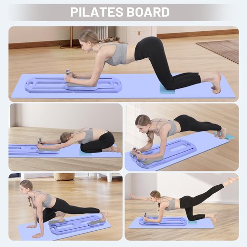 Pilates Board, 2025 Pilates Reformer Set, 5 in 1 Multifunctional Abdominal Board, Portable Ab Core Trainer, Foldable Pilates Reformer Board for Home, Blue