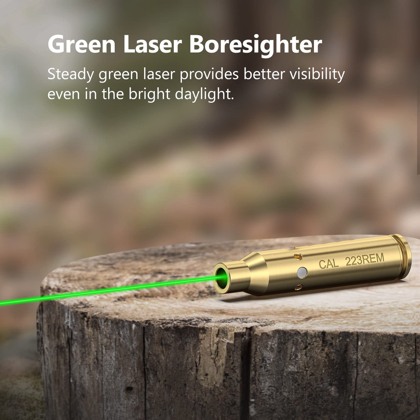 MidTen Green Laser Bore Sight 223 5.56mm, 30-300 Yards Sighting Range Green Laser Boresighter with 4 Sets of Batteries
