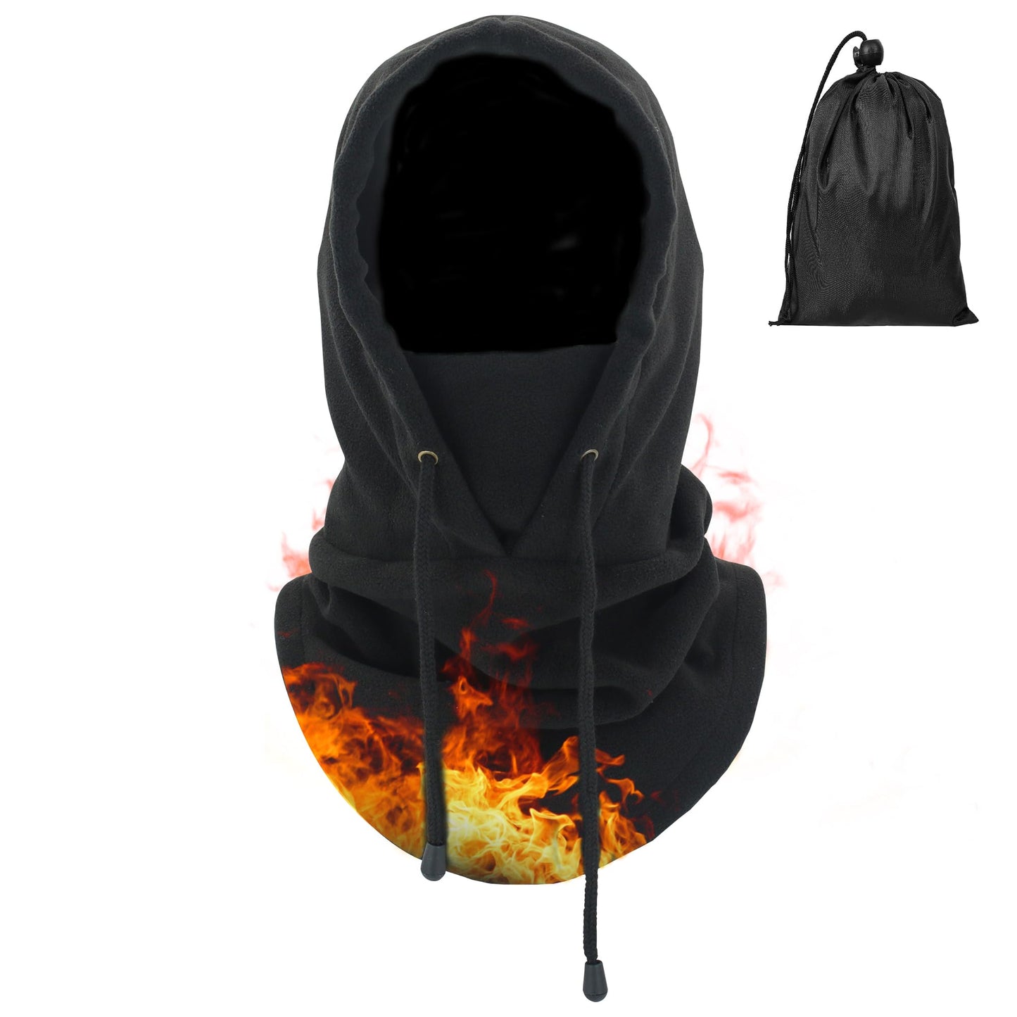 Ski Mask for Men Women Fleece Thermal Cold Weather Balaclava Soft with Drawstring Outdoor Sports Working Winter Face Masks Black