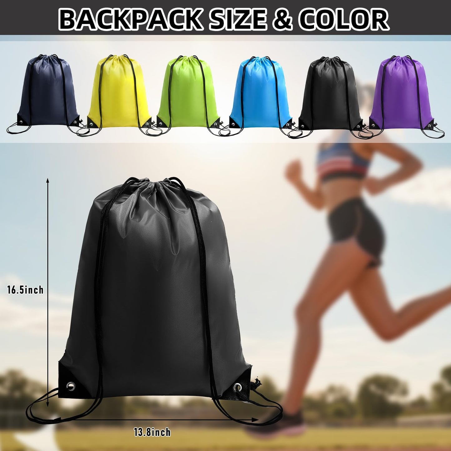 WSBArt Drawstring Backpack 6 Pcs Drawstring String Bags Draws Tring Backpack Waterproof Sports 6 Colors for Men Women