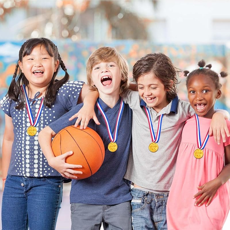 100 Pcs Gold Winner Medal Set - Plastic Trophies 3.6cm for Sports, Parties & Games