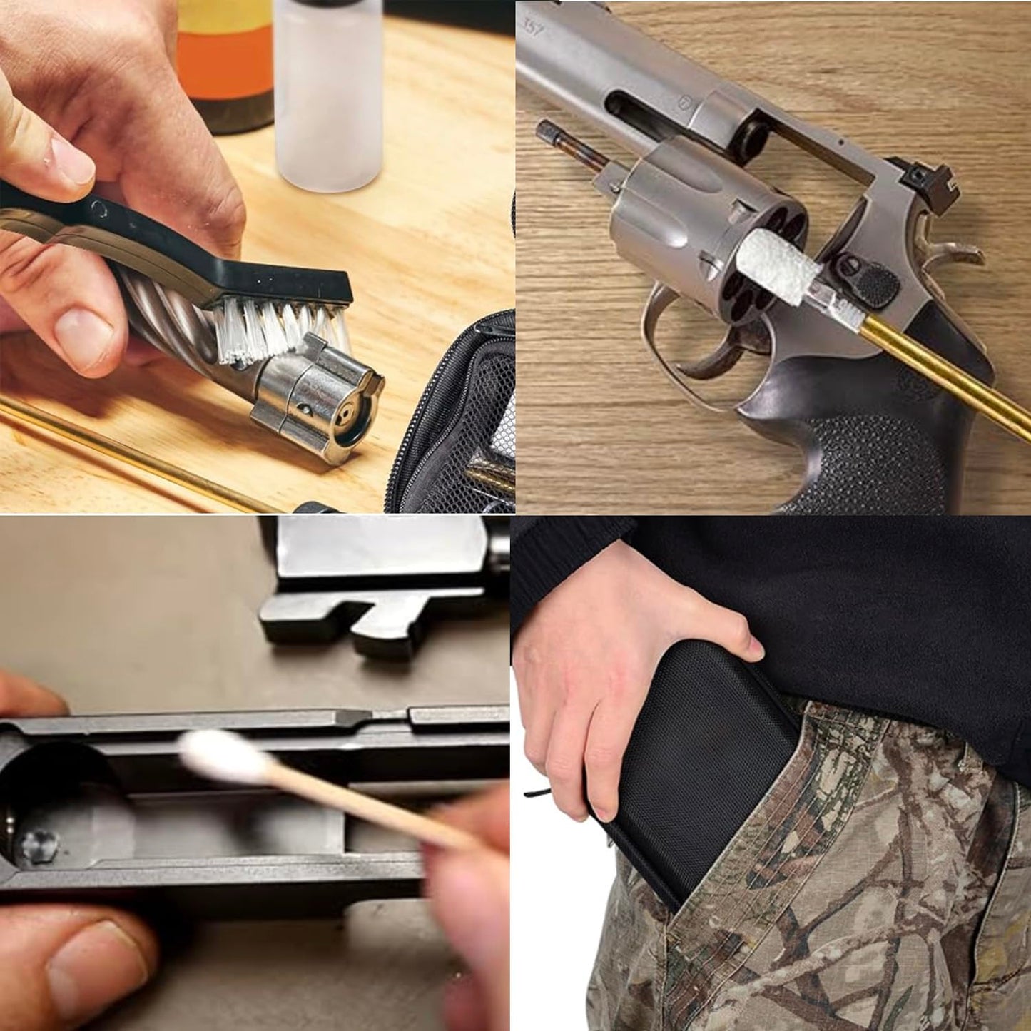 TactiClean Handgun Cleaning Kit, 25 in 1 Universal Gun Cleaning Kit for .22 .357 .38/9mm .40 .45 Caliber, Pistol Cleaning Kit Gun Brush Tools Gun Accessories