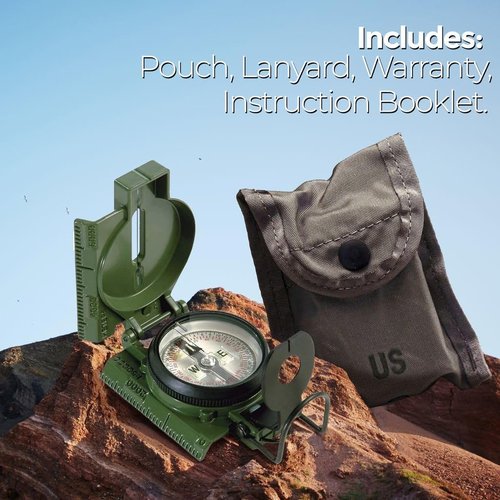 Cammenga Compass Military Grade Phosphorescent - Lensatic Compass Shock, Sand, and Waterproof, Tactical, Navigation - Made in The USA