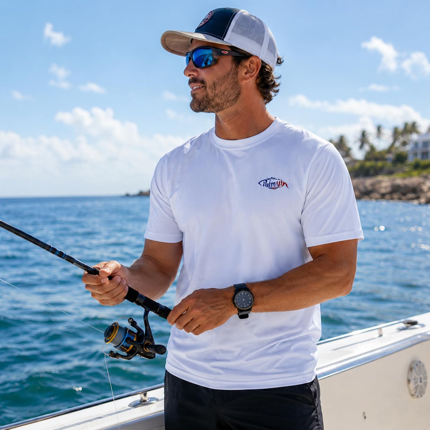 Palmyth Men's Fishing Shirt Short Sleeve Sun Protection UV UPF 50+ T-Shirt