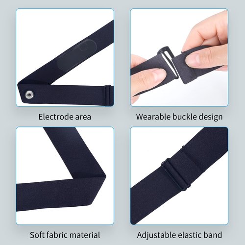 Rich Green Valley Heart Rate Monitor Chest Strap Replacement Belt Compatible with Polar H10 H9 H1 Wahoo Tickr Garmin HRM 1-Pack Black Standard