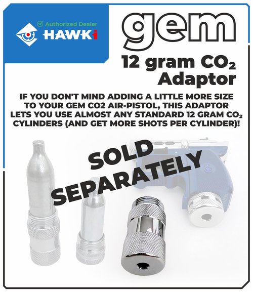 Hawki Gem 8g to 12g CO2 Adaptor, Chrome-Plated for Hawki Gem Air Pistol