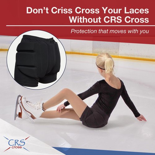 CRS Cross Padded Figure Skating Shorts. Crash Pad Pants for Roller, Inline, Ice Skating, Snowboarding, and Skiing. Fall Impact Protection for Butt, HIPS, and Tailbone (Ladies Large Black)