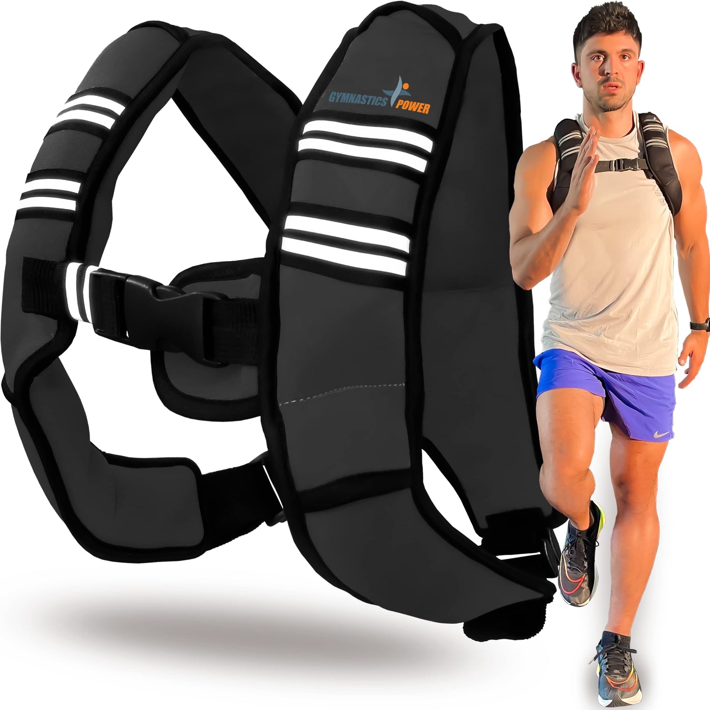GYMNASTICS POWER Weighted Vest for Men and Women 6-20 Lbs Adjustable Workout Vest for Strength Training, Running, Cardio, Fitness & Cross Training