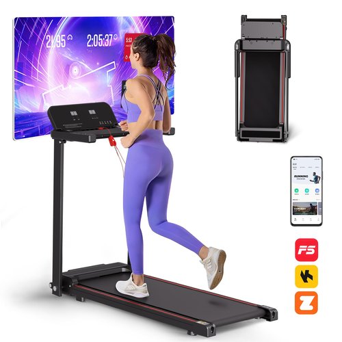 Foldable Treadmill with Handles Treadmills for Home Small Spaces 3 HP Walking Pad Treadmill with Handle Bar Folding Treadmills Quiet Walking Machine, 300LBS Capacity, Portable Small Home Gym (Black)