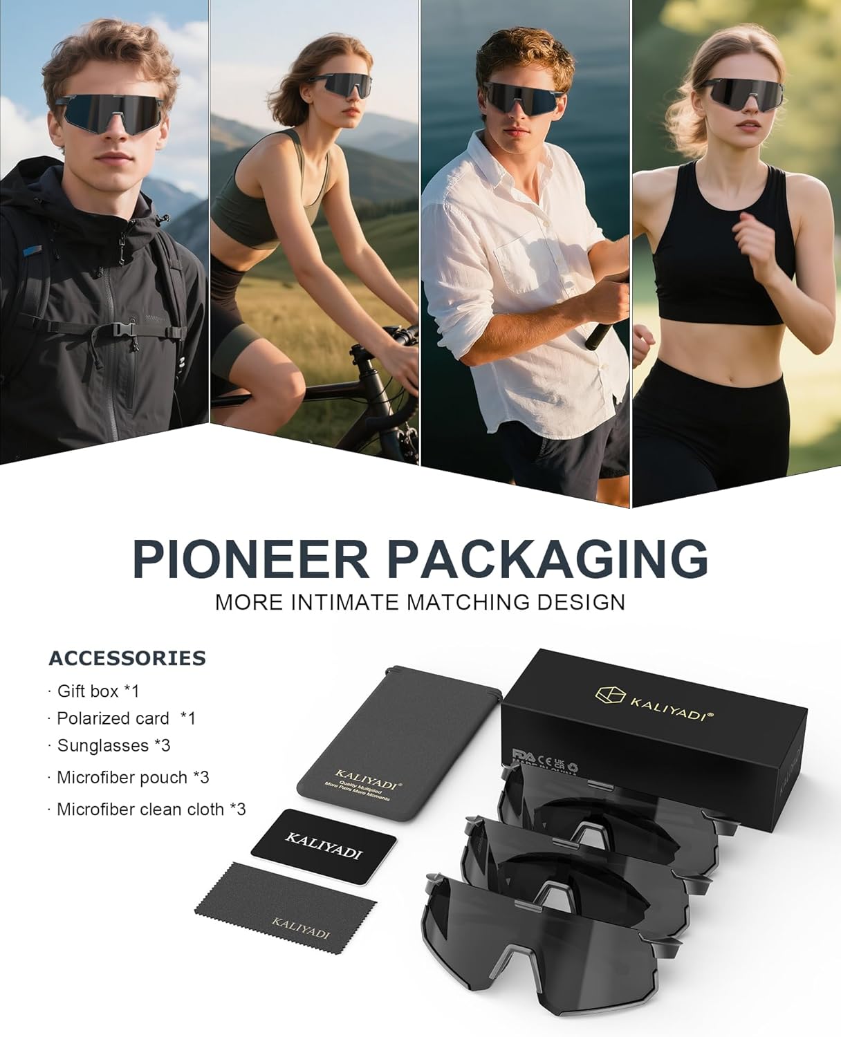 KALIYADI Polarized-Sunglasses Men Running-Sunglasses: Mens Polarized Sports Sunglasses Womens Cycling Driving Fishing