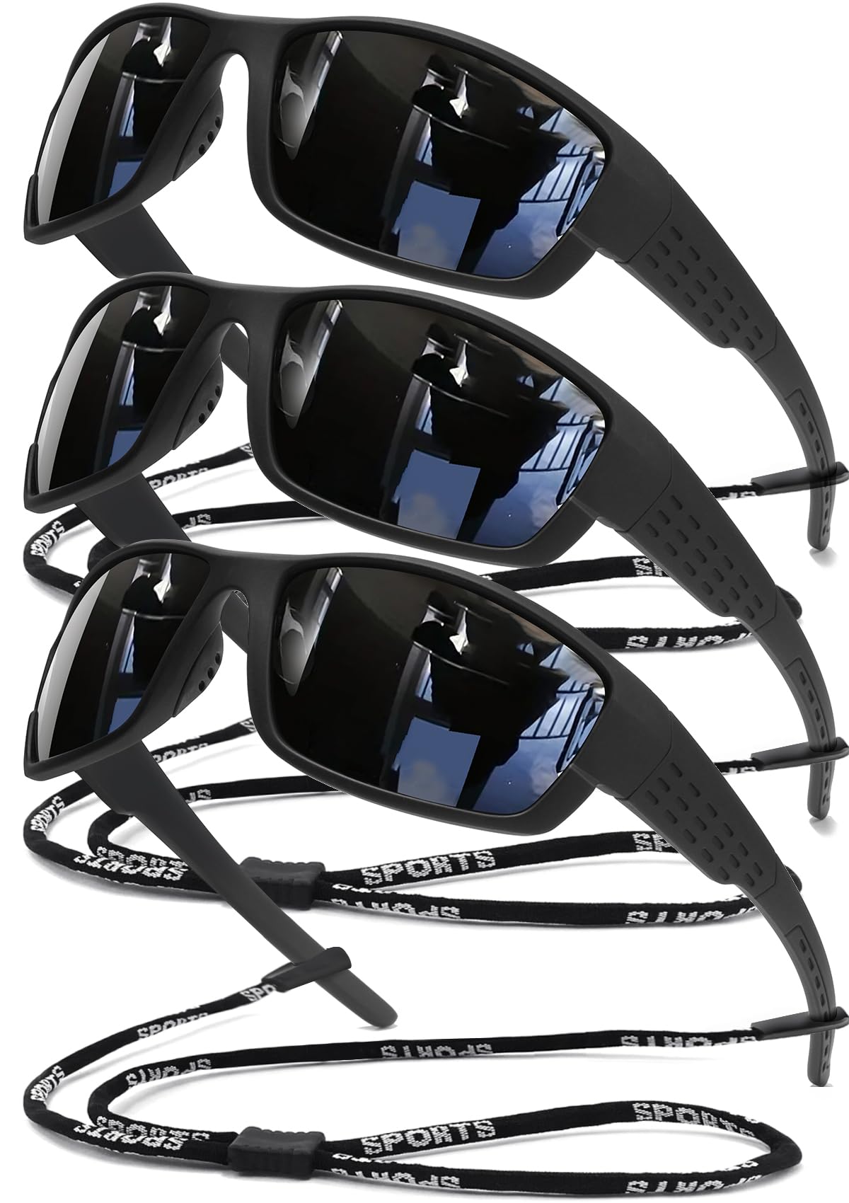 SQOQS Polarized Sports Sunglasses Men UV400 Protection Lightweight Wrap Around Goggles for Cycling Fishing Driving Running