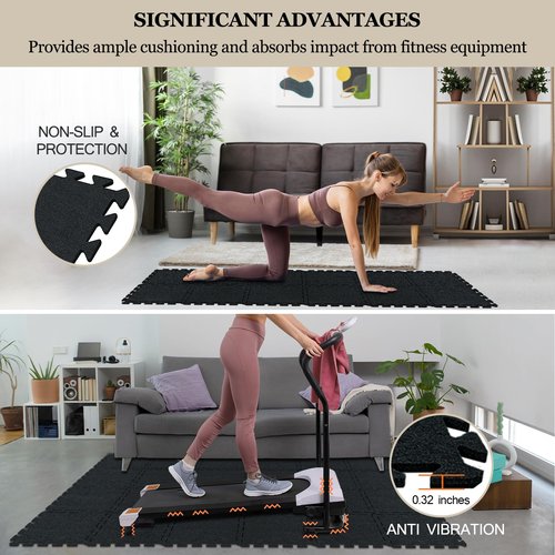 BXI Puzzle Exercise Mat 24 Pcs, 11 x 11 x 0.32 inches, High Density Noise Reduction Puzzle Felt Rug Mat, Non Slip Interlocking Floor Tiles for Workout, Gymnastics and Home Gym Protective Flooring