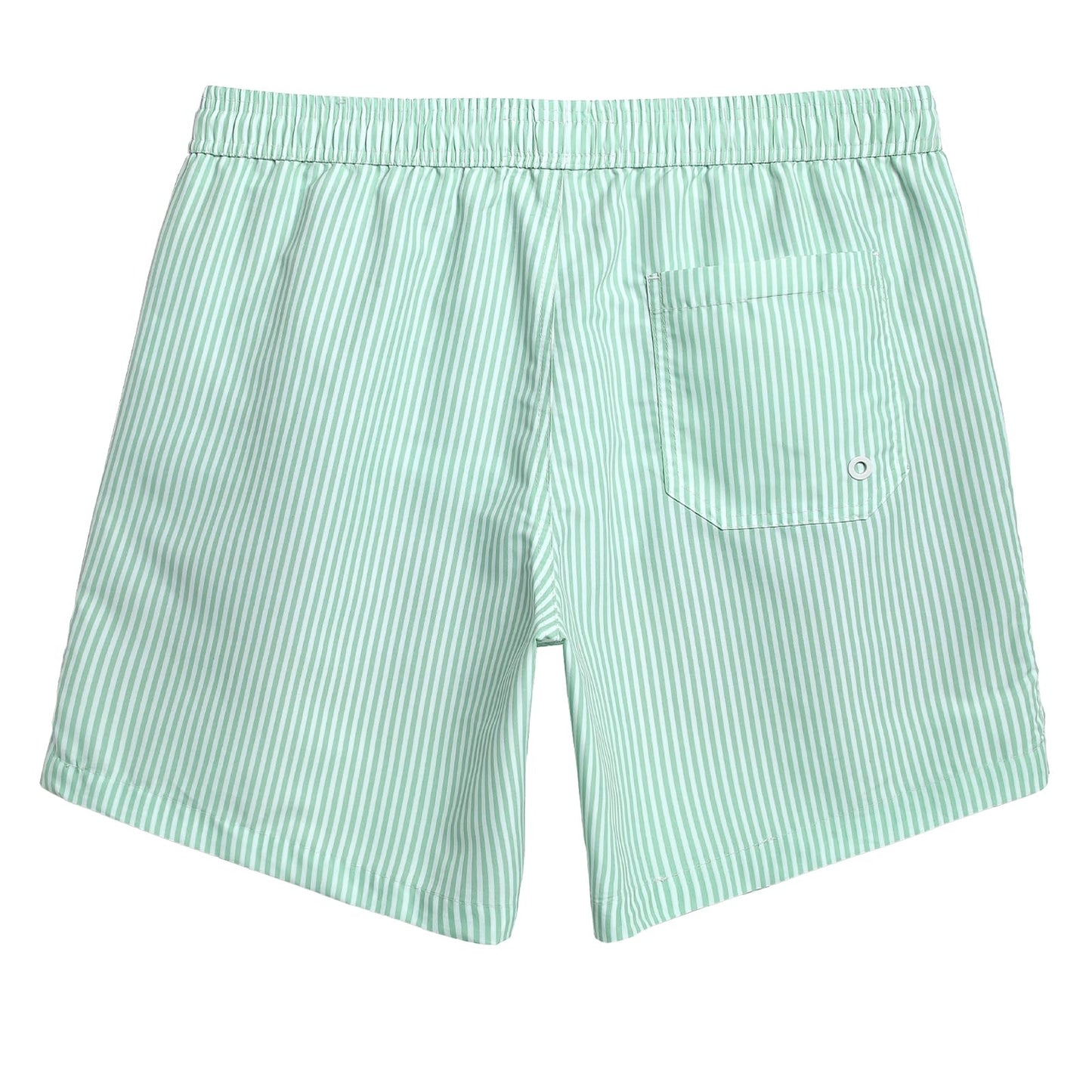 maamgic Mens Swim Trunks Quick Dry Swim Shorts with Mesh Lining Funny Swimwear Bathing Suits 7inch Green Stripes X-Small