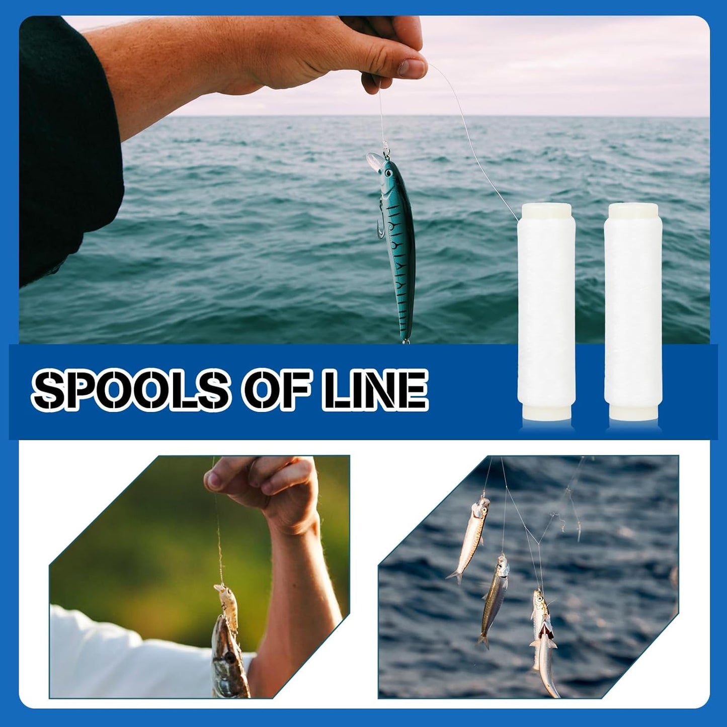 2 PCS Fishing Bait Elastic Thread Invisible Fishing Bait String Fishing Line 0.2mm Length 656 Feet per Spool No Knots Required Bait Keeper Stretchy Clear String for Salmon Sturgeon Catfish