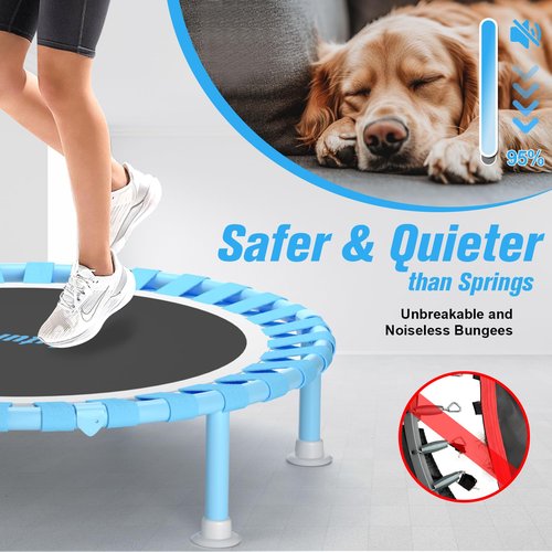 Juturna 40" Foldable Mini Trampoline, Rebounder Trampoline for Adults, 450lbs Capacity with T-Shaped Adjustable Bar, Fitness Trampoline for Kids