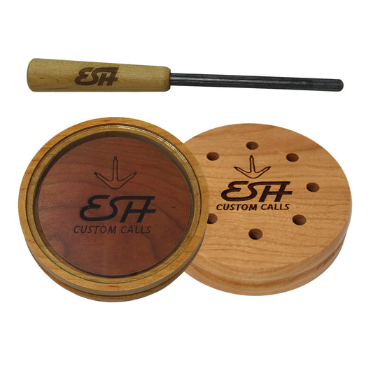 ESH Cherry Glass Turkey Pot Call with Dymondwood Striker – Glass Surface Friction Call for Turkey Hunting – Realistic Hen Sounds for Beginners & Experienced Hunters