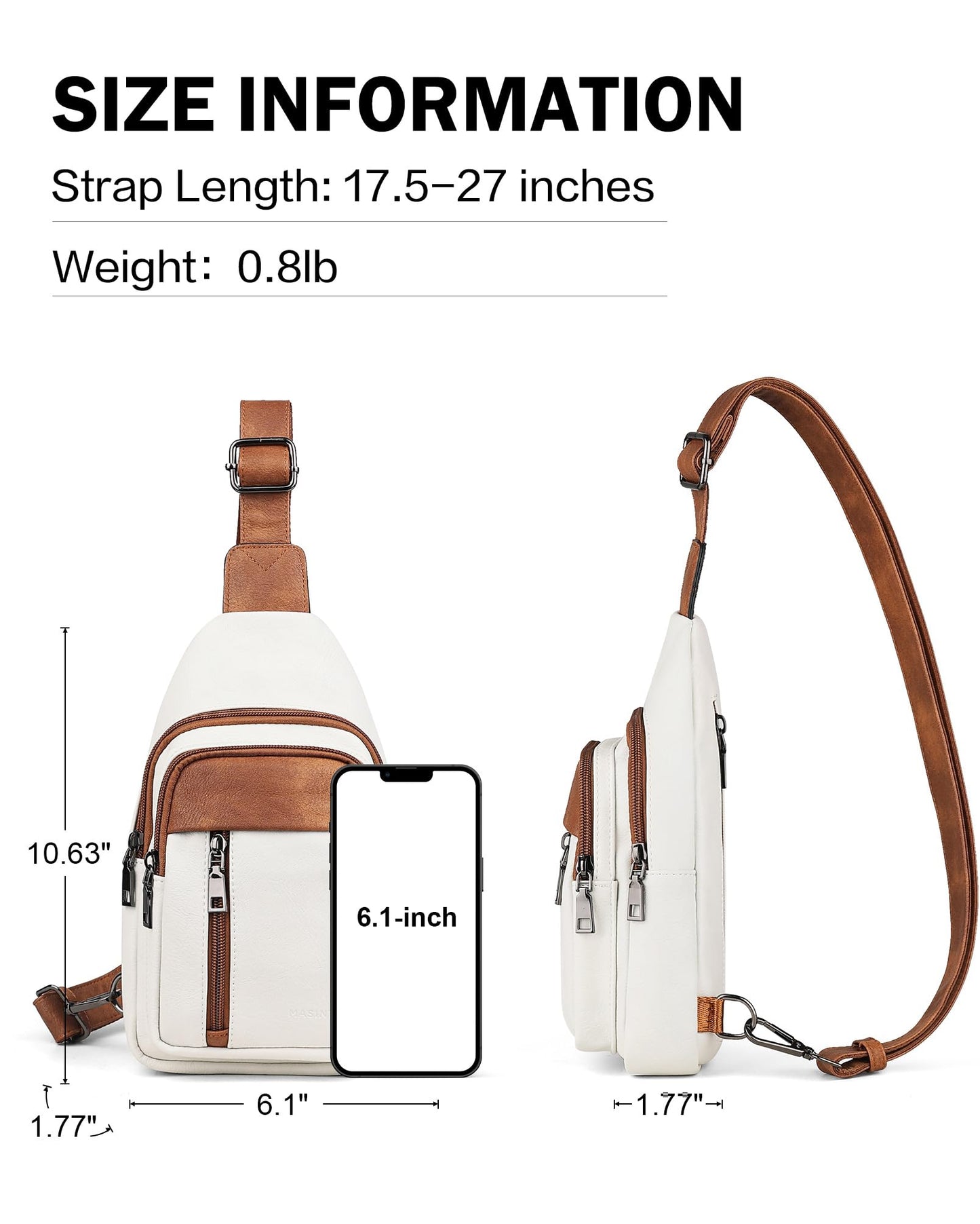 MASINTOR Sling Bag for Women, Crossbody Fanny Pack Sling Backpack, Beige