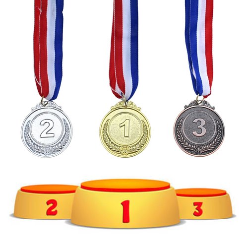 GOLDGE 18 Award Medals - Ideal for Sports, Competitions, Parties, Spelling Bees & Olympics - 2 Inches - Comes in a Set of 18. Also Available in Gold, Silver and Bronze - Perfect Prizes for Winners