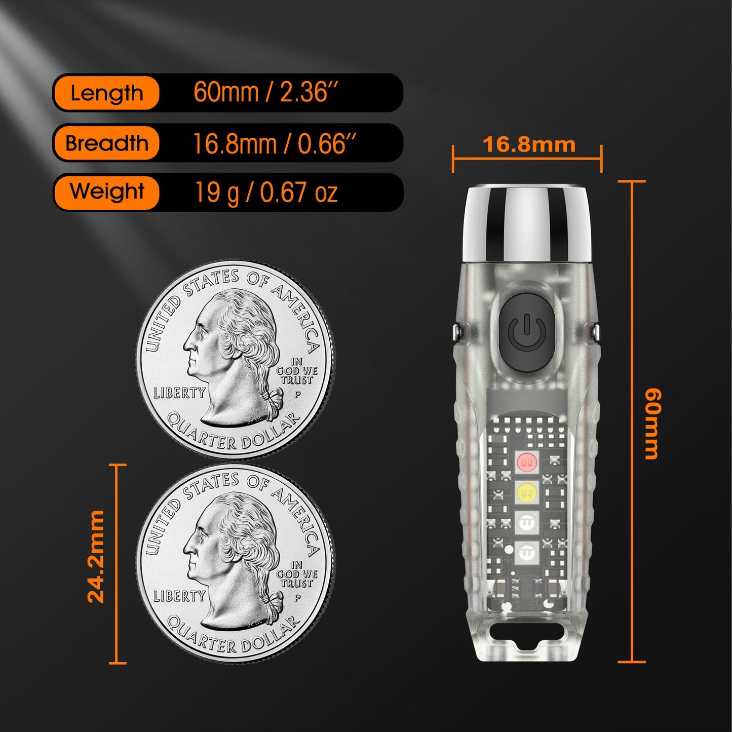 TUNENGE S12Plus Keychain Flashlight，610 High Lumen EDC Pocket Flashlight,USB C Rechargeable Mini LED Flashlight,Small Flashlight,for Camping, Outdoor,Emergency(Fluorescent White)