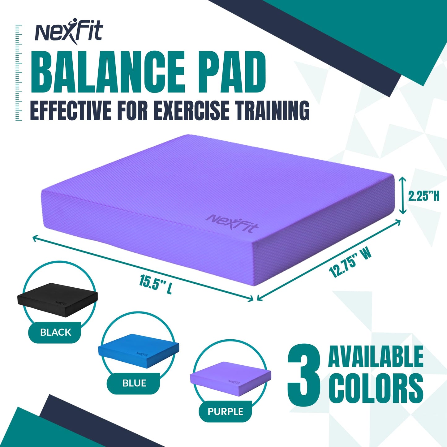 NexFit High-Density Balance Pad - Durable TPE Foam Balance Pad Physical Therapy , Foam Exercise Pad with Non-Slip Surface, Lightweight for Home & Gym Workouts, Core Strength & Balance Enhancement (Purple)