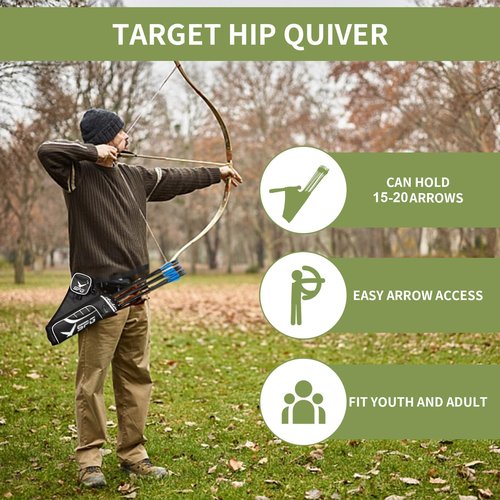 SPG Arrow Quiver Archery Hip Quiver, Durable Adjustable Waist Belt Three Arrows Tube for Arrow Storage Compound Bow Recurve Bow Accessories (Black)