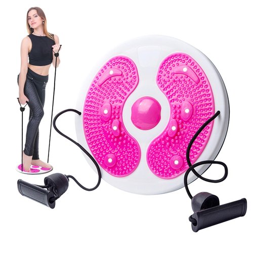 Ab Twists Waist Disc Board Adjustable Waist Trainer Twi-sting Disc with Handles Waists Slimming Balance Rotating Discs for Slimming Arms Hips and Thighs(COLOR:pink)