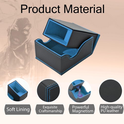Stepane Dice Tower and Tray, Portable Commander Deck Box, Foldable Dice Storage Box for Dungeons and Dragons Rolling Tray Black/Blue
