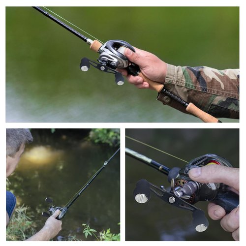Replacement Baitcaster Reel Fishing Handle Compatible with Gomexus,Ultra-Light Aluminum Power Handle for Baitcasterwith EVA Foam Grip
